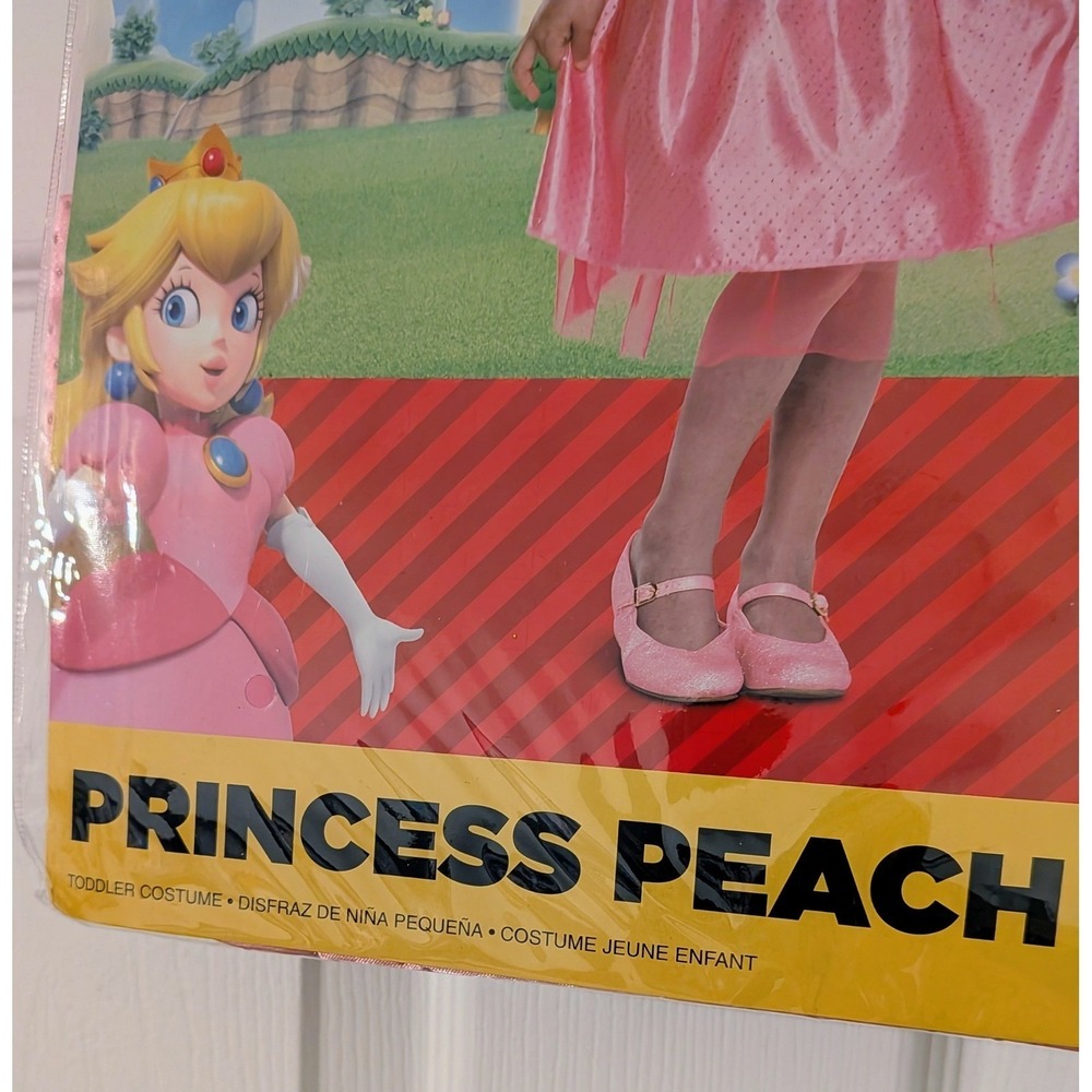 Princess Peach‎ Toddler Costume M 3T 4T Super Mario Dress Crown Halloween - Picture 4 of 6